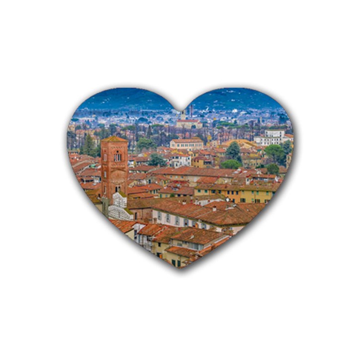 Lucca Historic Center Aerial View Rubber Coaster (Heart) 