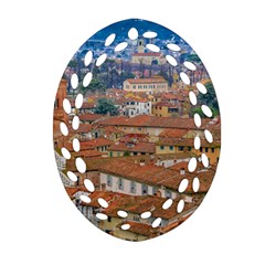 Lucca Historic Center Aerial View Oval Filigree Ornament (two Sides) by dflcprintsclothing