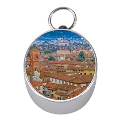 Lucca Historic Center Aerial View Mini Silver Compasses by dflcprintsclothing