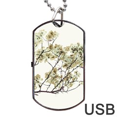 Photo Illustration Flower Over White Background Dog Tag Usb Flash (one Side)