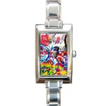 Crazy Grafitti Rectangle Italian Charm Watch Front