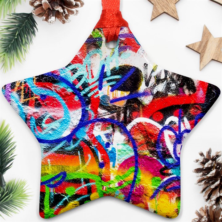 Crazy Grafitti Star Ornament (Two Sides)