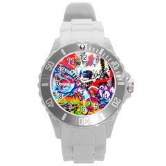 Crazy Grafitti Round Plastic Sport Watch (l) by essentialimage