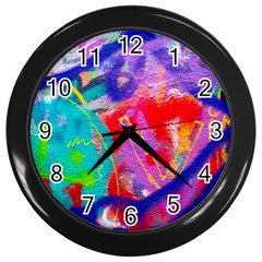 Crazy Graffiti Wall Clock (black) by essentialimage