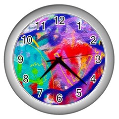 Crazy Graffiti Wall Clock (silver) by essentialimage