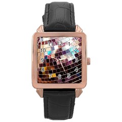 Disco Ball Rose Gold Leather Watch  by essentialimage