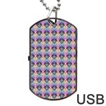 pink and blue Dog Tag USB Flash (One Side) Front