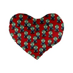 Zombie Virus Standard 16  Premium Flano Heart Shape Cushions by helendesigns