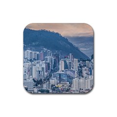 Aerial Cityscape Quito Ecuador Rubber Coaster (square)  by dflcprintsclothing