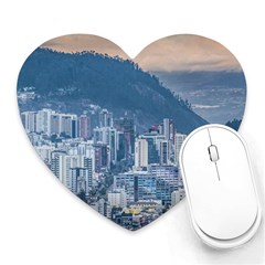 Aerial Cityscape Quito Ecuador Heart Mousepads by dflcprintsclothing