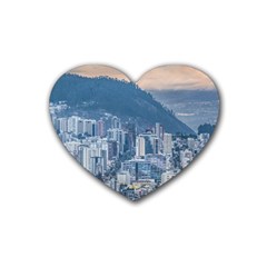 Aerial Cityscape Quito Ecuador Rubber Coaster (heart)  by dflcprintsclothing