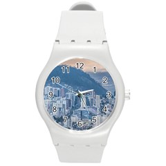 Aerial Cityscape Quito Ecuador Round Plastic Sport Watch (m) by dflcprintsclothing