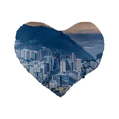 Aerial Cityscape Quito Ecuador Standard 16  Premium Flano Heart Shape Cushions by dflcprintsclothing