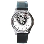 Monster Monkey from the woods Round Metal Watch Front