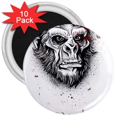 Monster Monkey From The Woods 3  Magnets (10 Pack)  by DinzDas