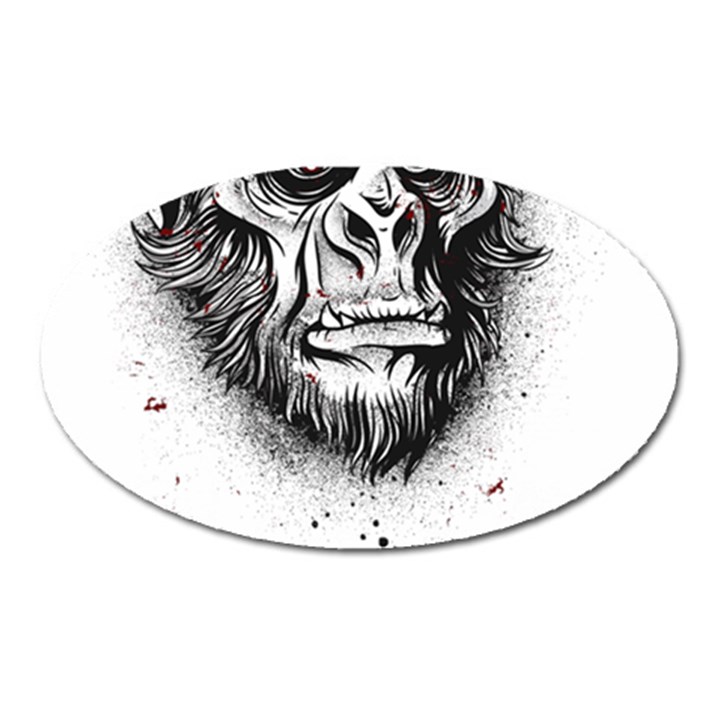 Monster Monkey from the woods Oval Magnet