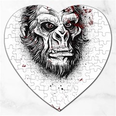 Monster Monkey From The Woods Jigsaw Puzzle (heart) by DinzDas