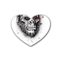 Monster Monkey From The Woods Heart Coaster (4 Pack)  by DinzDas