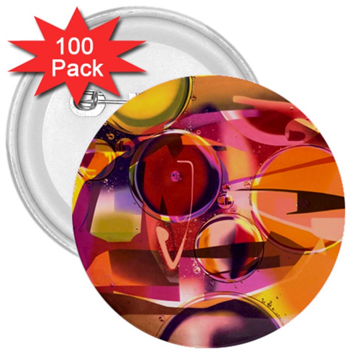 Fractured Colours 3  Buttons (100 pack) 