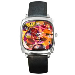 Fractured Colours Square Metal Watch