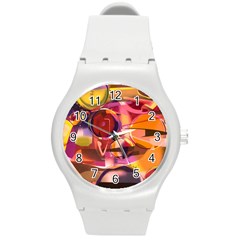 Fractured Colours Round Plastic Sport Watch (m)