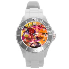 Fractured Colours Round Plastic Sport Watch (l)