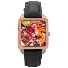 Fractured Colours Rose Gold Leather Watch 