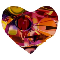 Fractured Colours Large 19  Premium Flano Heart Shape Cushions by helendesigns