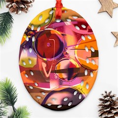 Fractured Colours Oval Filigree Ornament (two Sides) by helendesigns