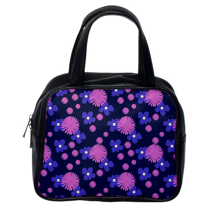 Pink and Blue Flowers Classic Handbag (One Side)