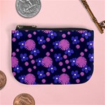 Pink and Blue Flowers Mini Coin Purse Front