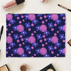 Pink and Blue Flowers Cosmetic Bag (XL)