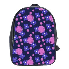 Pink and Blue Flowers School Bag (Large)