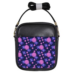 Pink and Blue Flowers Girls Sling Bag