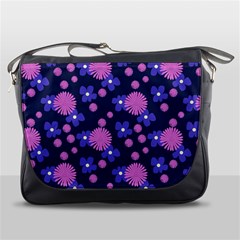 Pink and Blue Flowers Messenger Bag