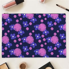 Pink and Blue Flowers Cosmetic Bag (XXL)