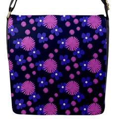 Pink and Blue Flowers Flap Closure Messenger Bag (S)