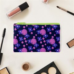 Pink and Blue Flowers Cosmetic Bag (XS)