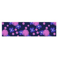 Pink and Blue Flowers Satin Scarf (Oblong)