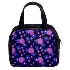 Pink And Blue Flowers Classic Handbag (two Sides) by bloomingvinedesign