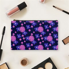 Pink And Blue Flowers Cosmetic Bag (medium) by bloomingvinedesign