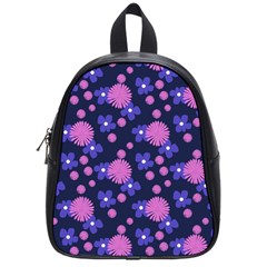 Pink And Blue Flowers School Bag (small) by bloomingvinedesign