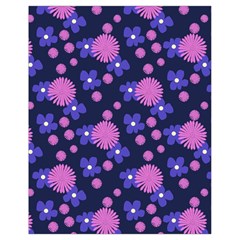 Pink and Blue Flowers Drawstring Bag (Small)