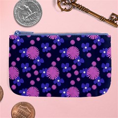 Pink and Blue Flowers Large Coin Purse