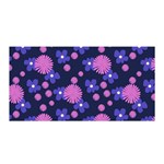 Pink and Blue Flowers Satin Wrap Front