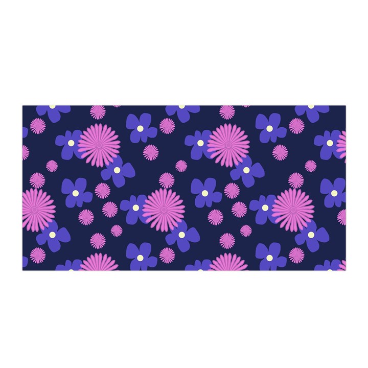 Pink and Blue Flowers Satin Wrap