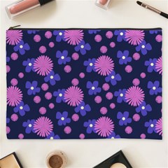 Pink And Blue Flowers Cosmetic Bag (xxxl) by bloomingvinedesign