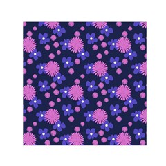 Pink And Blue Flowers Small Satin Scarf (square) by bloomingvinedesign