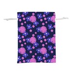 Pink and Blue Flowers Lightweight Drawstring Pouch (L) Front