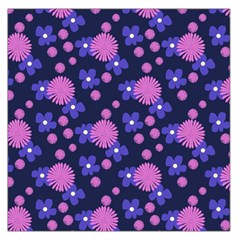 Pink And Blue Flowers Large Satin Scarf (square) by bloomingvinedesign